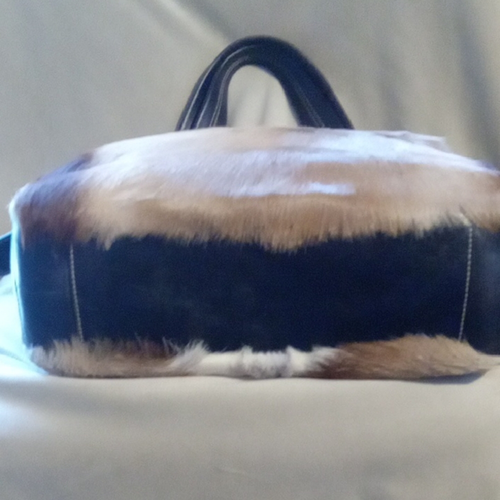 Elegant NUBUCK FUR / Leather Brown and Black Women's Shoulder Bag Like New - Picture 4 of 15